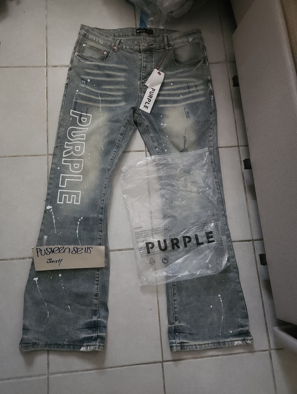 Mens Size 36 Purpl3 Jeans Paint splatter design